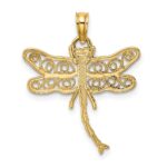 14K Dragonfly with Beaded Filigree Wings Charm - Image 4