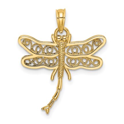 14K Dragonfly with Beaded Filigree Wings Charm