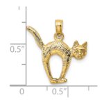 14K 3-D Textured Arch Back and Raised Tail Cat Charm - Image 3