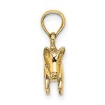 14K 3-D Polished Pig with Curly Tail Charm - Image 2