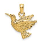 14K Textured Hummingbird Charm