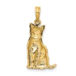 14K Textured Sitting Cat Charm - Image 4