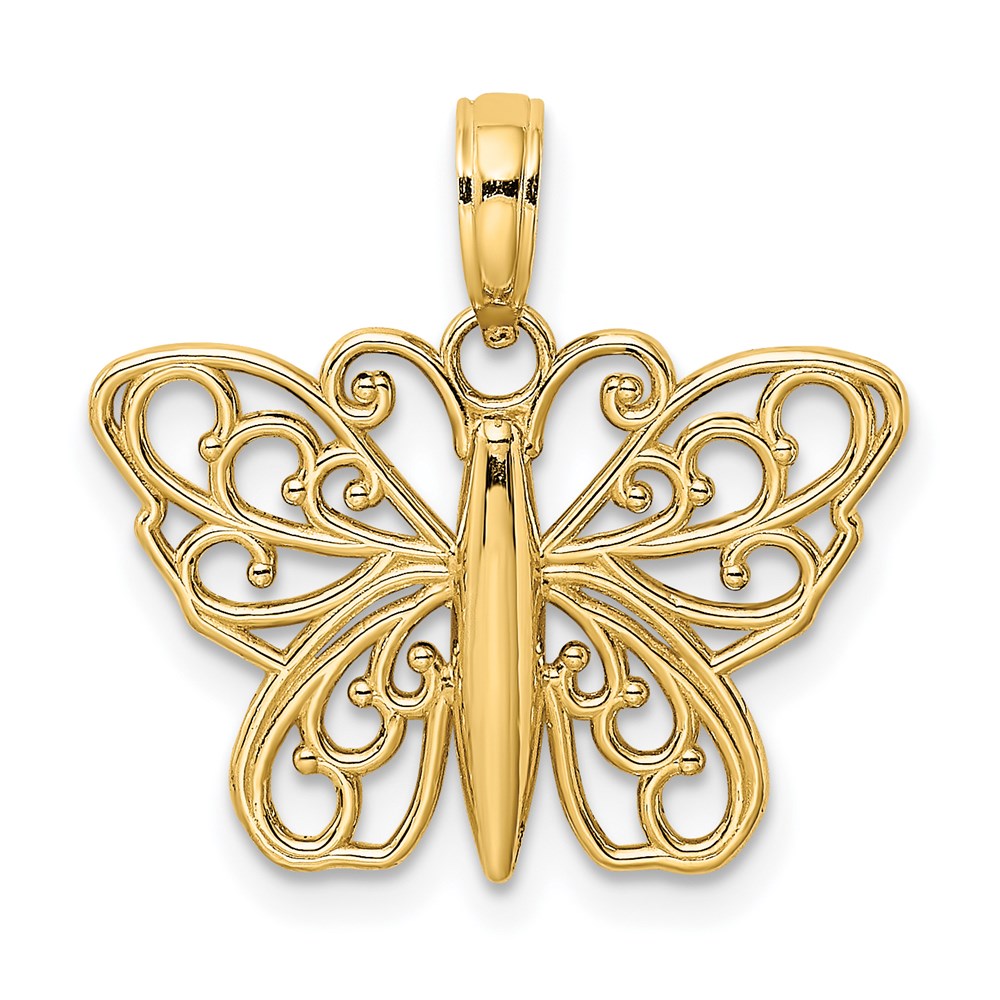 K6473.jpg 14K Filigree Butterfly Charm - Image 1