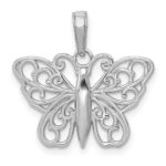 14K White Gold Filigree Butterfly Charm