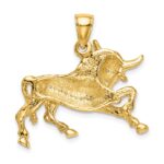 14K Polished Raging Bull with Horns Charm - Image 3