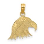 14K Textured Flat Eagle Head Charm - Image 4