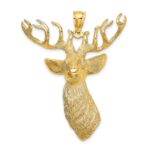 14K 3-D Textured Deer Head 12-Point Buck Charm