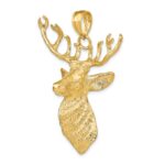 14K 3-D Textured Deer Head 12-Point Buck Charm - Image 4