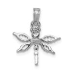 14K White Gold 2-D Mini Dragonfly with Cut-out Wings Charm - Image 3
