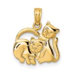 14K 3-D Polished Two Kittens Charm - Image 4