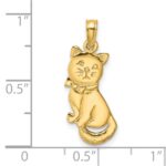14K 3-D Polished Sitting Cat with Bow Charm - Image 3
