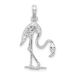 14K White Gold 3-D Textured Flamingo Charm - Image 4