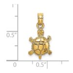 14K 3-D Polished Land Turtle Charm - Image 3
