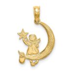 14K Angel Holding a Star on a Half Moon Charm