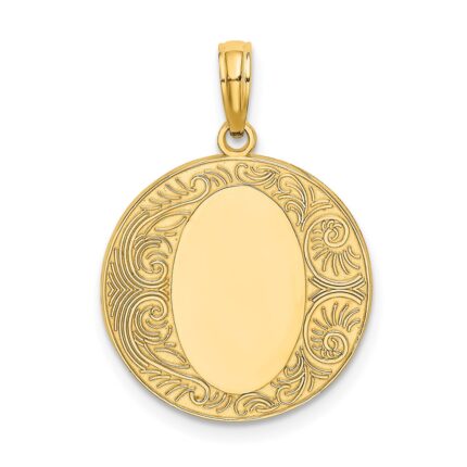 14K Circle Engraveable Center Charm