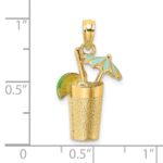14K 3-D Cocktail Drink with Blue Enameled Umbrella and Lime Charm - Image 5