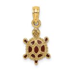 14K Small 3-D Brown Enameled Tortoise Charm