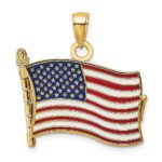 14K Enameled 3-D Pledge Of Allegiance US Flag Book Charm