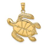 14K 3-D Brown Enamel Large Sea Turtle Charm - Image 4