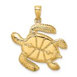 14K 3-D Green Enamel Large Sea Turtle Charm - Image 4
