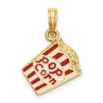 14K 3-D Red and White Enameled Bag of Popcorn Charm - Image 3