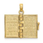 14K Enameled 3-D Moveable LOVE Bible Verse Flower Book Pendant - Image 5