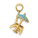 14K 3-D Beach Chair with Aqua Enameled Umbrella Charm - Image 2