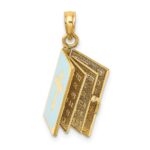 14K Blue Enameled 3-D Bible with Lord's Prayer and Moveable Pages Pendant - Image 5