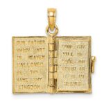 14K Blue Enameled 3-D Bible with Lord's Prayer and Moveable Pages Pendant - Image 6