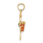 14K 2-D Orange Enameled Beach Bucket with Moveable Shovel Charm - Image 2