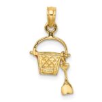 14K 2-D Orange Enameled Beach Bucket with Moveable Shovel Charm - Image 3