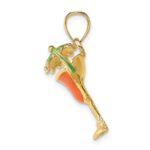 14K Orange Enameled Margarita Drink with Umbrella and Lime Charm - Image 2