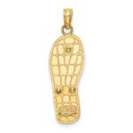 14K and White Rhodium 3-D Enameled Pink Flowers On Blue Stripes Flip-Flop Charm - Image 4