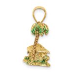 14K 3-D with Enamel Palm Tree and Hut Charm - Image 2