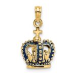 14K 3-D with Blue Enamel Crown Charm