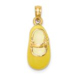 14K Yellow Enameled 3-D Baby Shoe Charm
