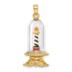 14K 3-D Enamel Cape Hatteras Lighthouse In Glass Dome Charm - Image 4