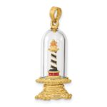 14K 3-D Enamel Cape Hatteras Lighthouse In Glass Dome Charm - Image 5