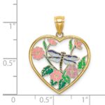 14K Enamel Dragonfly and Flower in Heart Charm - Image 3