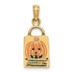 14K 3-D Enameled Jack-o-Lantern Trick or Treat Bag Charm - Image 2