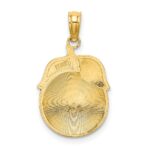 14K Orange and Green Enameled Orange with Stem and Leaf Charm - Image 3