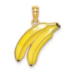 14K Yellow Enameled 2-D Bananas Charm