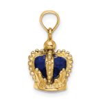 14K 3-D with Blue Enamel Inside Crown Charm - Image 2