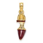 14K 3-D Maroon Enamel Closed Toe High Heel Charm