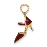 14K 3-D Maroon Enamel Closed Toe High Heel Charm - Image 2