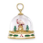 14K 3-D Enameled HAPPY HOLIDAYS on Bottom Glass Snow Globe Charm - Image 2
