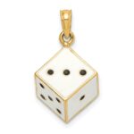 14K 3-D Enamel Dice Charm