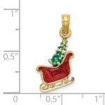 14K 3-D Enameled Sleigh with Christmas Tree Charm - Image 3