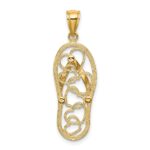 14K Multi Heart Flip-Flop with White Enamel Charm - Image 4