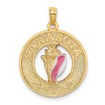 14K SARASOTA Circle with Enamel Conch Shell Charm